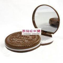 巧克力餅干鏡梳 夾心化妝鏡 隨身鏡子梳子
