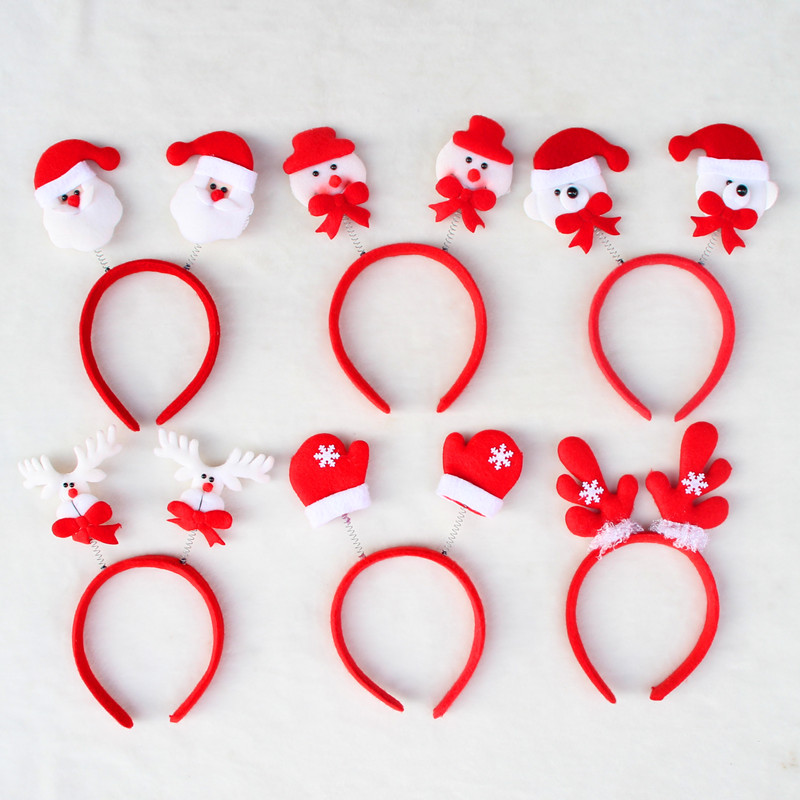 (10入)可愛造型髮箍 節慶裝飾品 聖誕老人髮圈 聖誕節派對 表演服裝用品