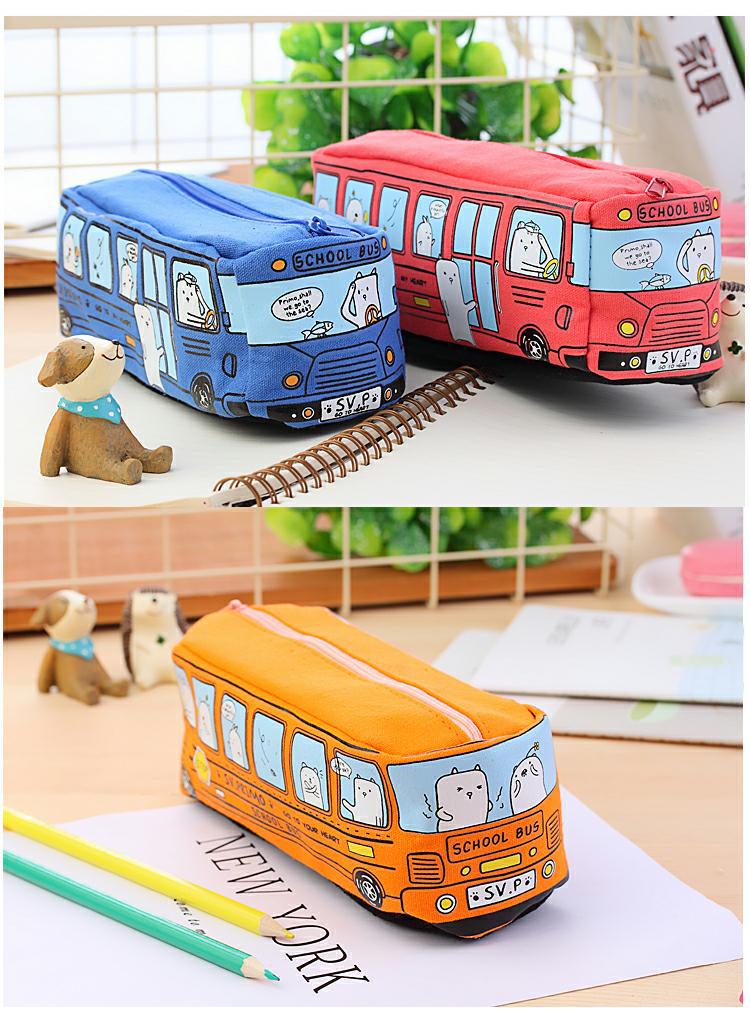 韓國創意學生文具小動物巴士筆袋 鉛筆盒 男女帆布文具盒定制批發