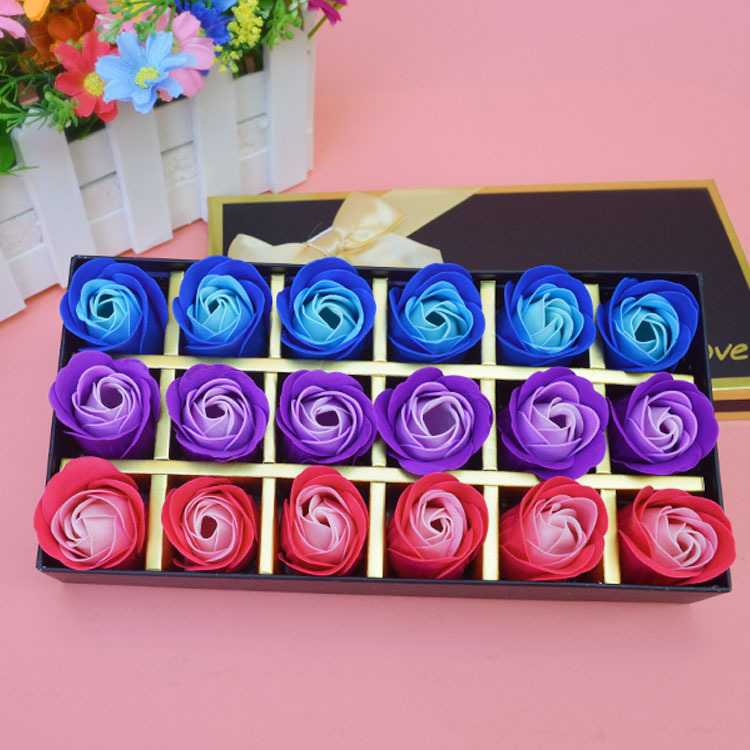 廠家批發18朵玫瑰香皂花禮盒教師節畢業生日仿真永生花卡通花禮盒