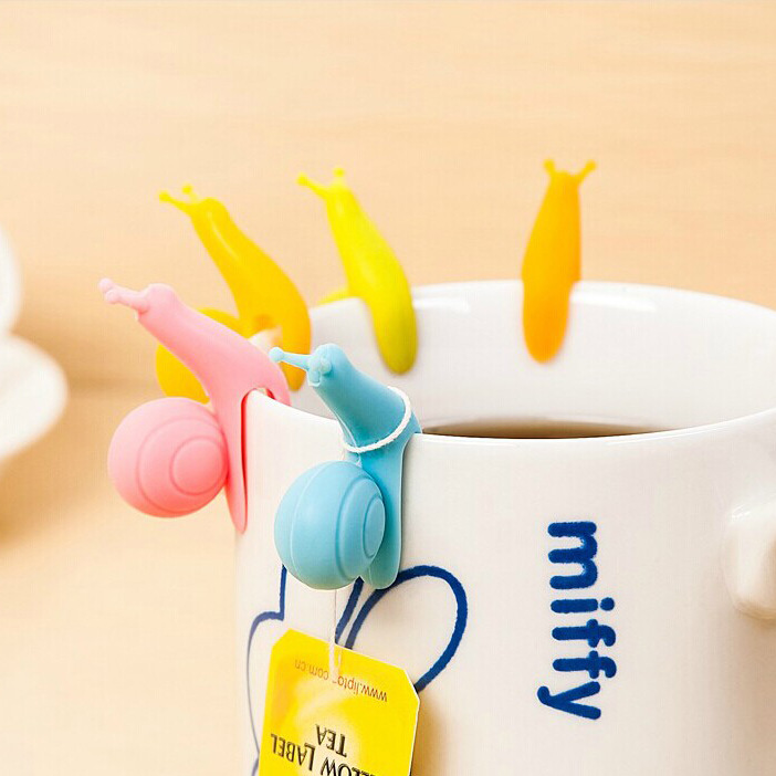 (10入)可愛蝸牛矽膠茶包掛夾  咖啡杯矽膠夾 泡茶用品 杯緣子