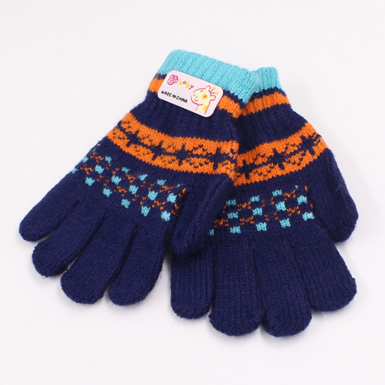Q1730 小童小提花單層五指手套兒童冬季戶外保暖手套不倒絨手套