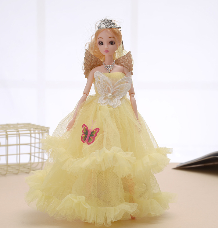 皇冠婚紗公主洋娃娃鑰匙圈手肘可動可愛女孩玩具 禮品禮物 包包掛件