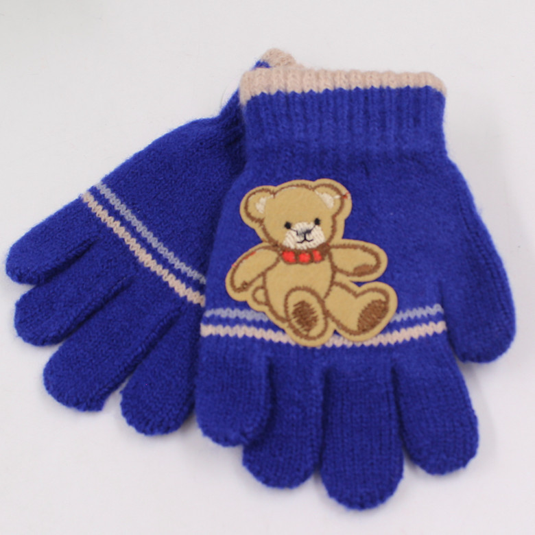 Q1739 兒童三色粘熊全指手套時尚秋冬季戶外嬉戲手套保暖防凍手套