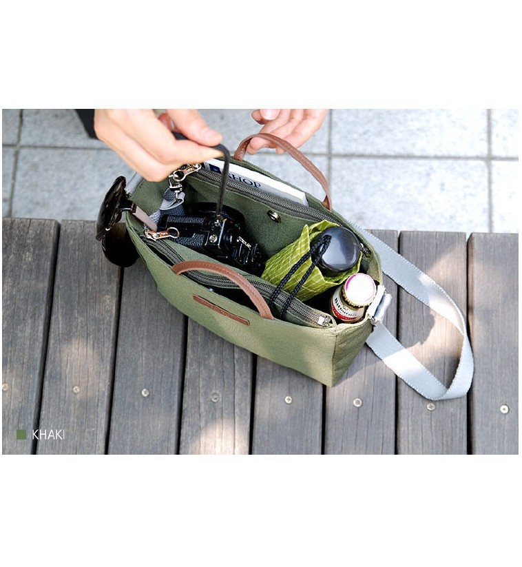 韓國時尚輕便多隔層單肩包可手提旅行斜挎包收納包收納袋Pick Bag