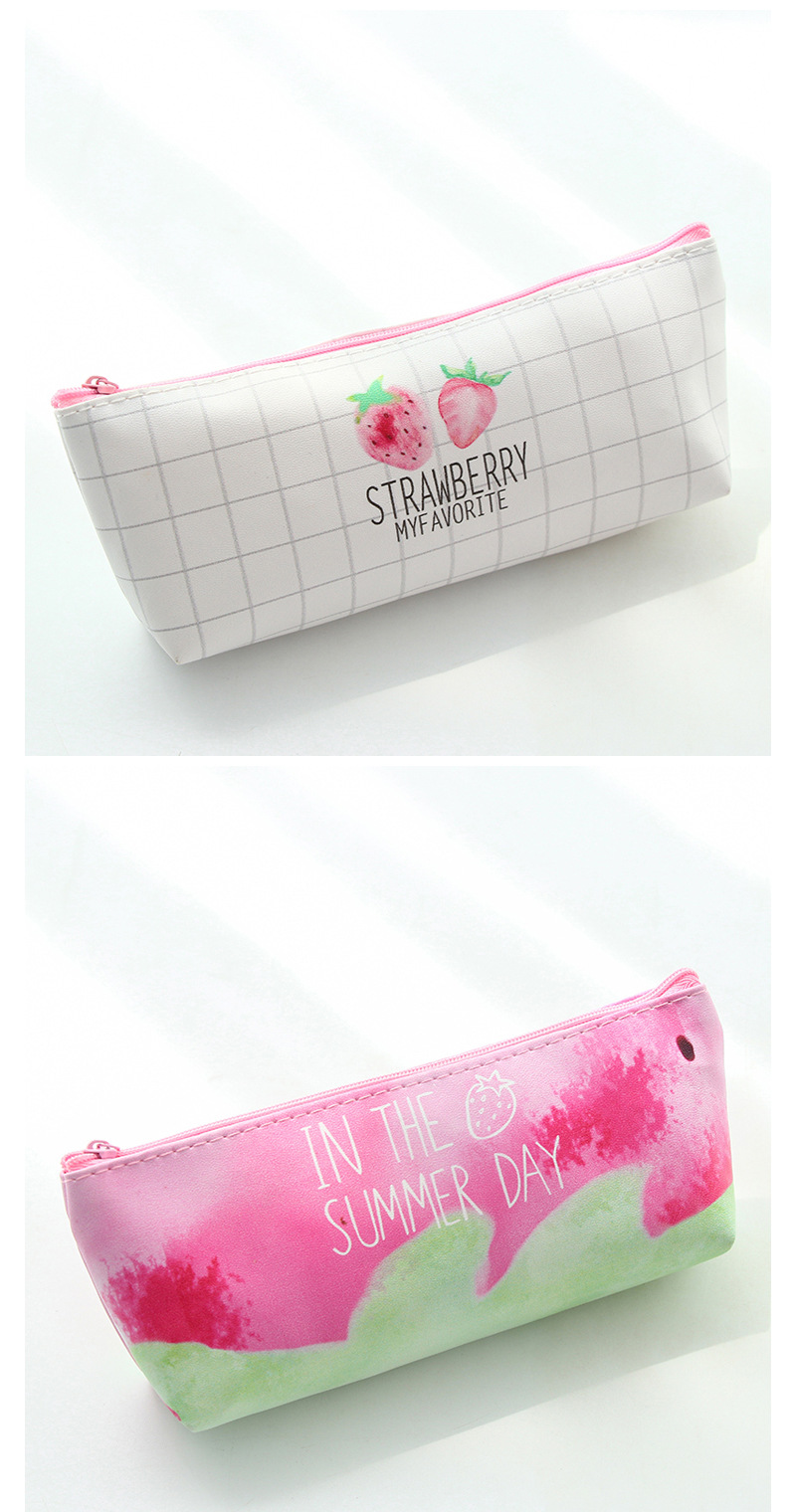 小清新簡約可愛學生女鉛筆袋收納包大容量創意草莓皮質筆袋