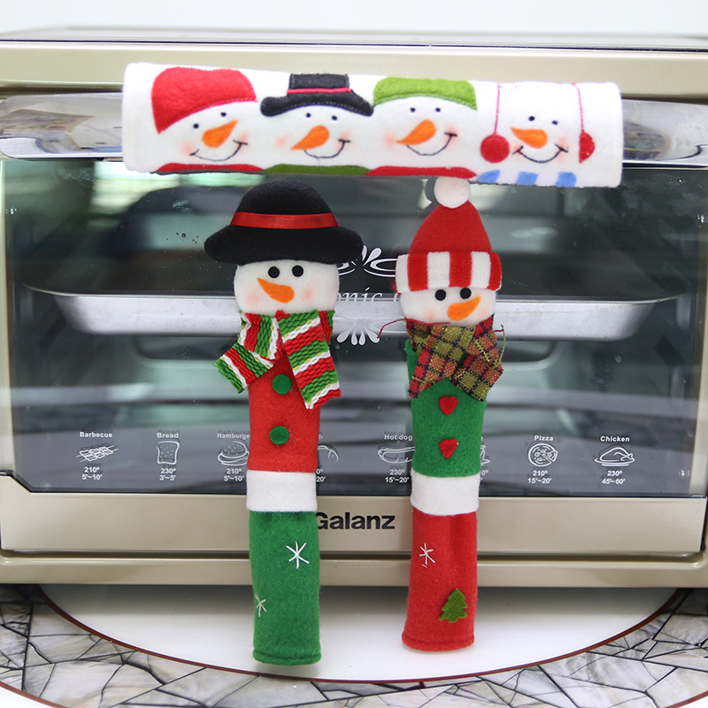 (2入)聖誕冰箱微波爐門把套 把手套 防靜電雙開門把加長防撞布藝保護套