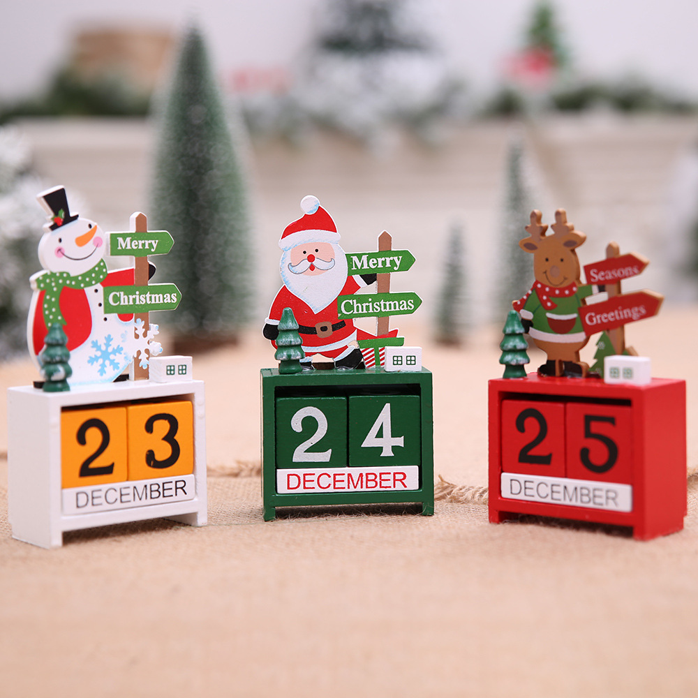 創意可愛木質日曆桌面裝飾 聖誕裝飾用品 ...