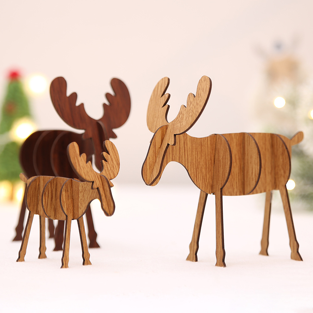 DIY木質麋鹿桌面裝飾 居家裝飾必備 裝飾用品 聖誕節必備