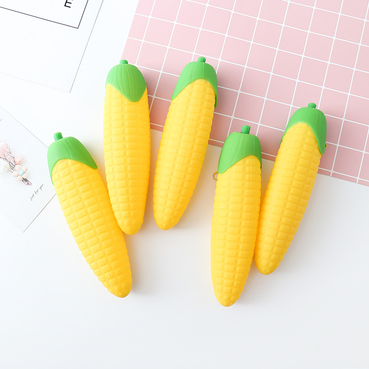創意玉米造型矽膠筆袋 大容量簡約鉛筆盒 學生必備文具收納袋