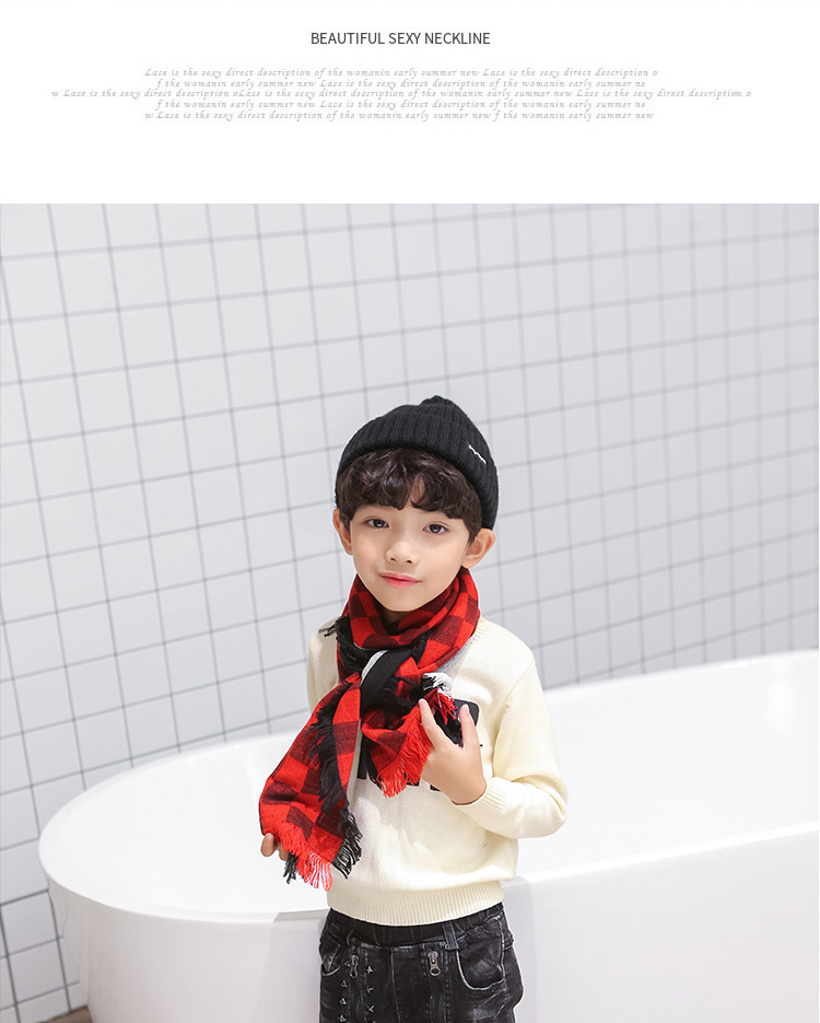 韓版兒童格子圍巾 兒童圍脖 冬季保暖圍巾 寶寶圍巾 加厚款