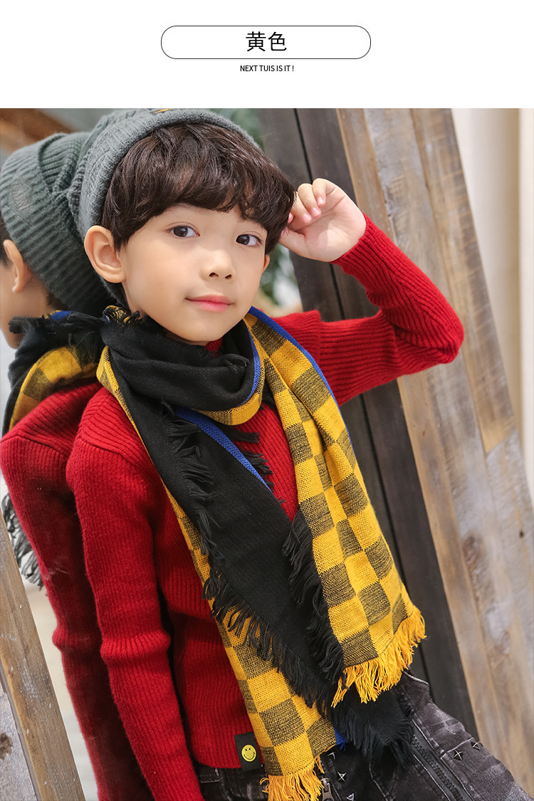 韓版兒童格子圍巾 兒童圍脖 冬季保暖圍巾 寶寶圍巾 加厚款