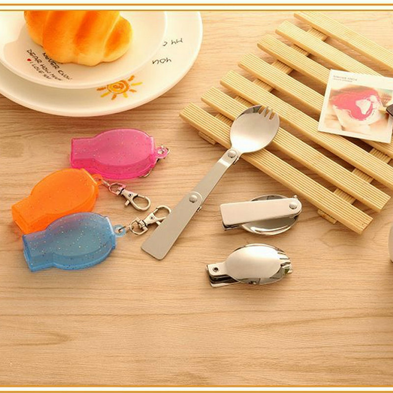 創意折疊餐具湯匙 304不銹鋼折疊勺叉 方便攜帶餐具組