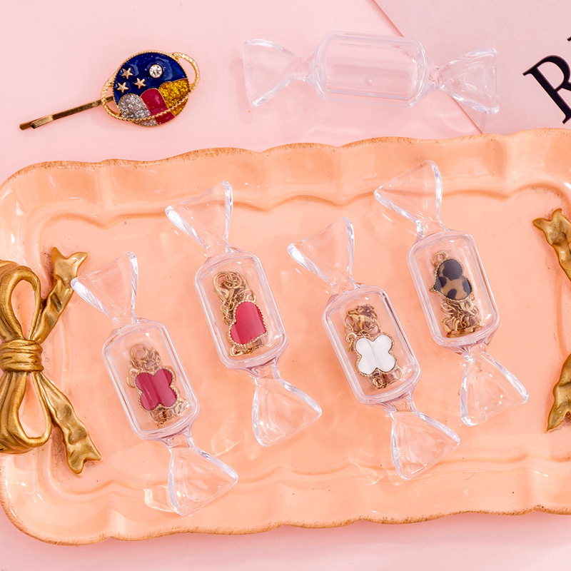 可愛糖果造型透明收納盒 迷你耳環首飾收納盒 小巧方便攜帶飾品盒