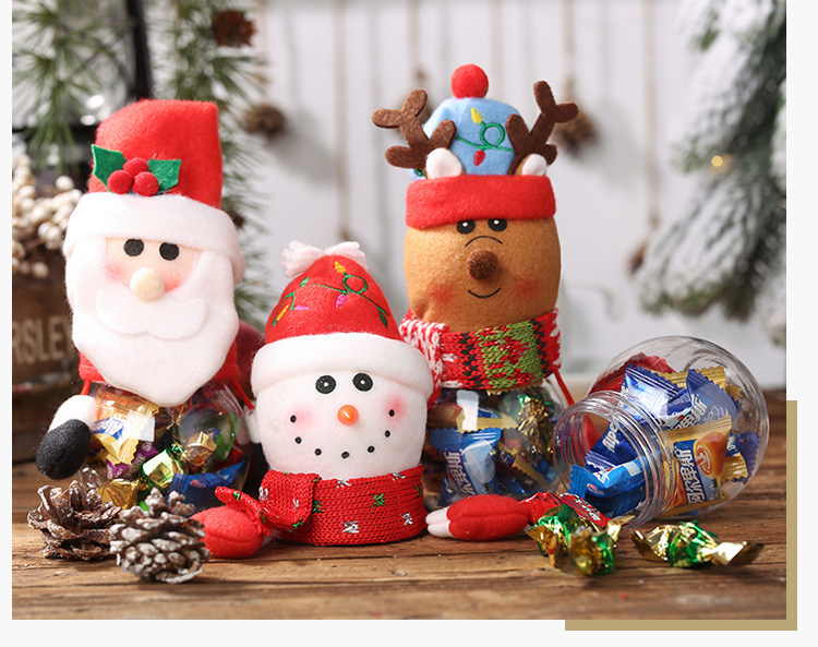 聖誕節透明糖果罐 聖誕老人雪人麋鹿企鵝薑餅人立體造型糖果盒 禮物罐