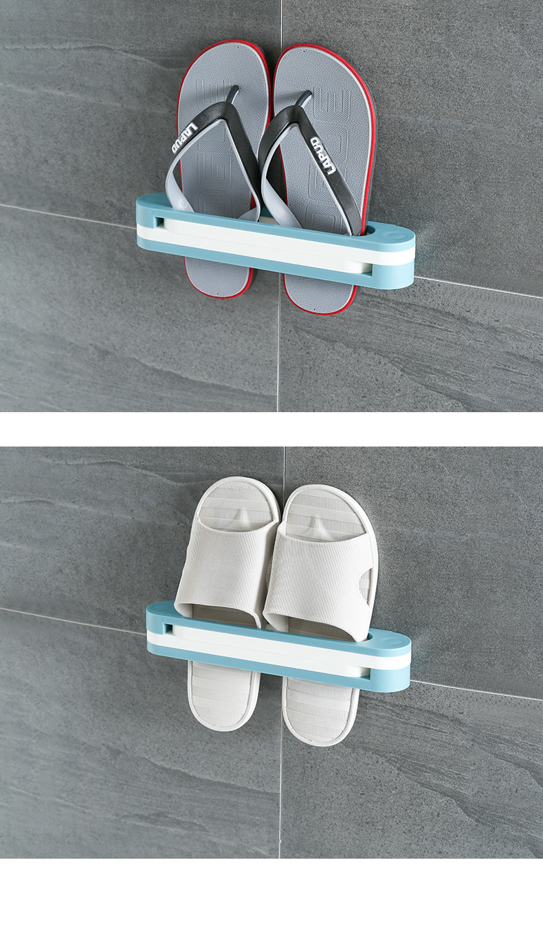 可折疊浴室拖鞋架壁掛免打孔廁所墻上瀝水收納神器衛生間置物架子