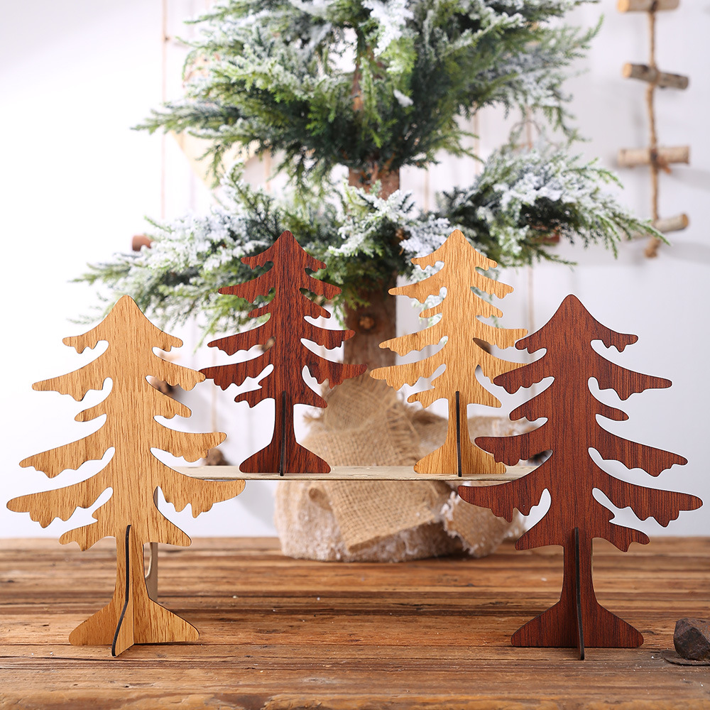 DIY木質聖誕樹桌面裝飾 創意大號小號聖...