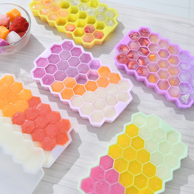 蜂巢造型製冰盒 創意37格六邊形製冰模型...