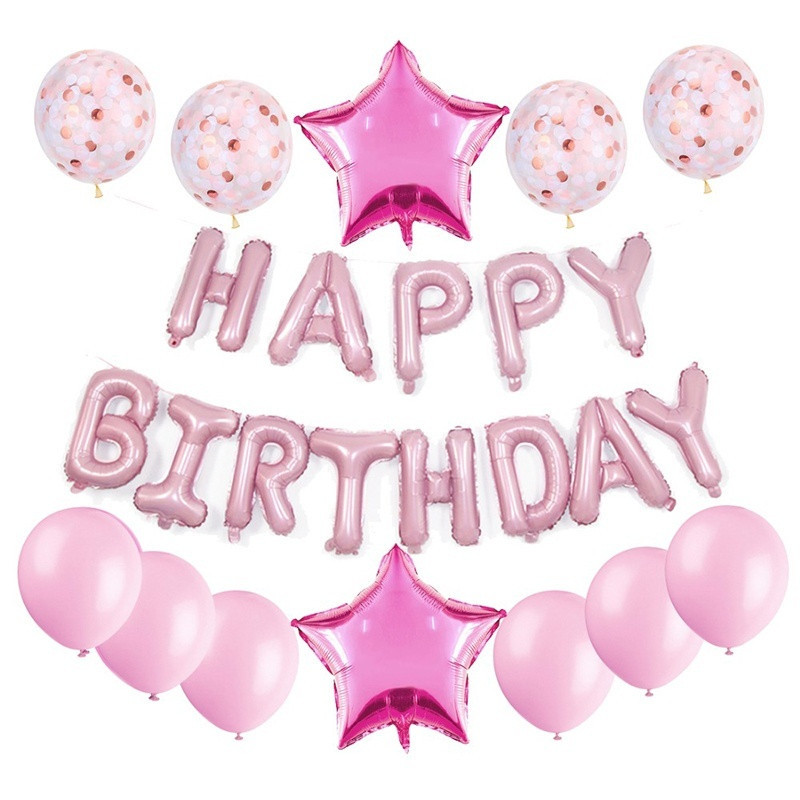 18寸生日派對星星亮片氣球套裝 HAPPY BIRTHDAY 生日裝飾 佈置道具 字母氣球 