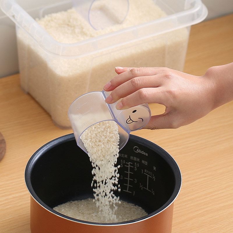 二合一可愛雪人造型量米杯 廚房必備塑膠量...