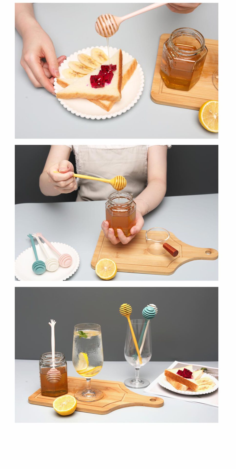 創意長柄蜂蜜攪拌棒 北歐色蜂蜜攪拌器 手掌造型長柄攪拌棒