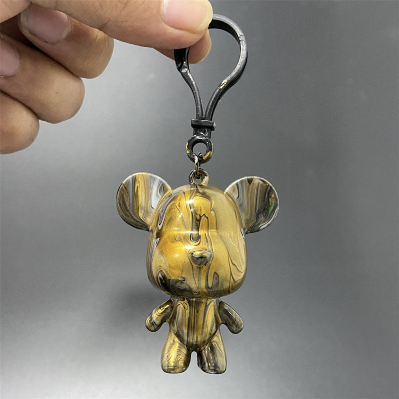 DIY鑰匙圈暴力熊 流體熊鑰匙圈 手工顏料小熊鑰匙圈 交換禮物 手做