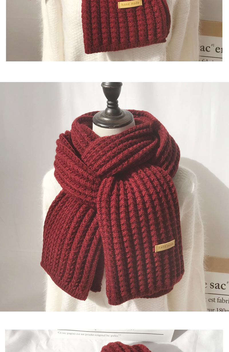 純色加厚針織長圍巾 圍脖 冬季保暖 抗寒 粗針織 毛線圍巾