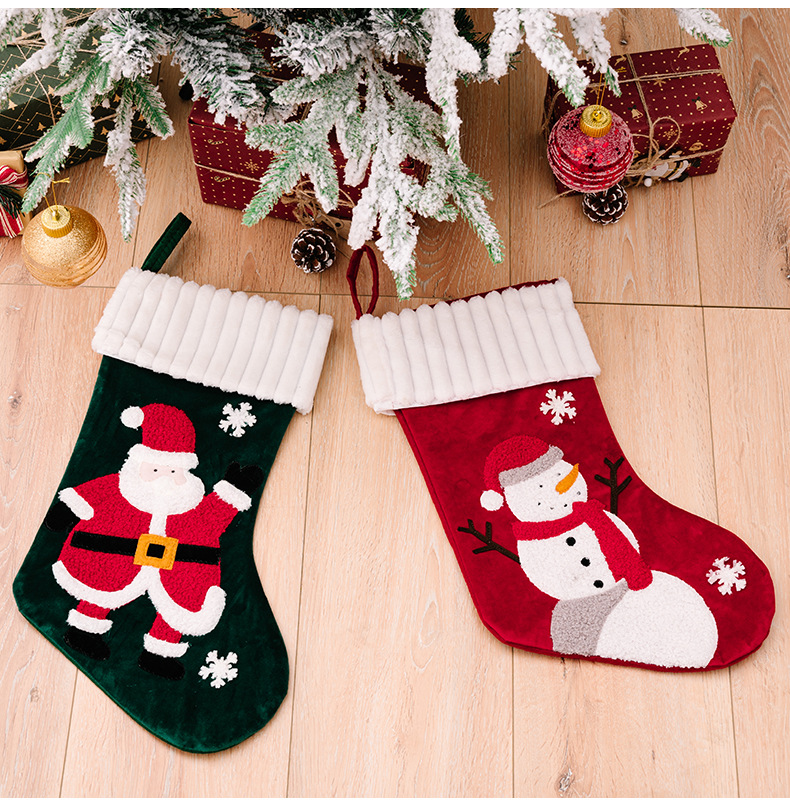 金絲絨卡通聖誕襪 聖誕老人雪人 糖果袋 聖誕禮物 聖誕裝飾 平安夜 