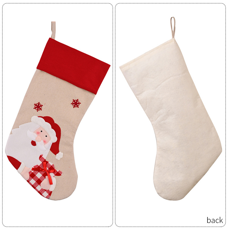 麻布印花聖誕襪 聖誕禮物 聖誕老人 雪人麋鹿 聖誕樹掛飾 禮物袋