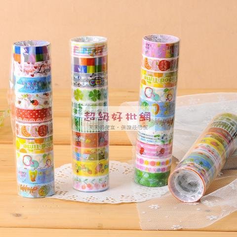 【韓風卡通】彩色圖案膠帶10入 - 裝飾文具膠帶