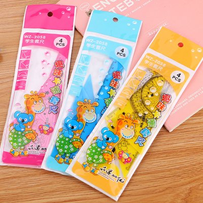 【長頸鹿造型】套尺4件組 - 三角量角直尺文具