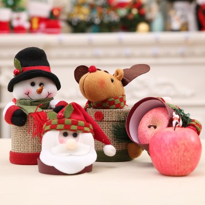 【聖誕造型】糖果盒聖誕老人麋鹿雪人 - 亞麻禮物盒裝飾品
