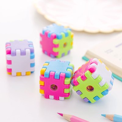 【魔方造型】雙孔削筆器-粗細筆通用