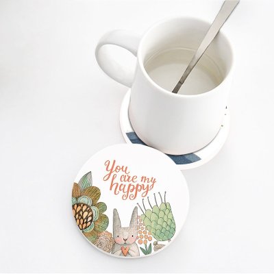 硅藻土吸水杯墊 珪藻泥防滑隔熱茶杯墊 禮品 可愛圖案 商品圖片 2