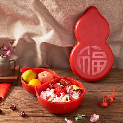 【葫蘆造型】吉祥分隔糖果盒 - 新年收納盤