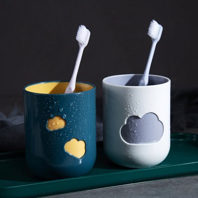 【雲朵造型】雙色漱口杯 - 浪漫情侶洗漱