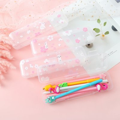 【萌兔造型】透明大容量鉛筆盒-學生文具收納
