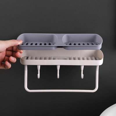 【雙格瀝水】壁掛置物盒-浴室多功能收納 商品圖片 3