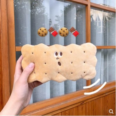 【餅乾造型】毛絨筆袋-夾心大容量文具袋