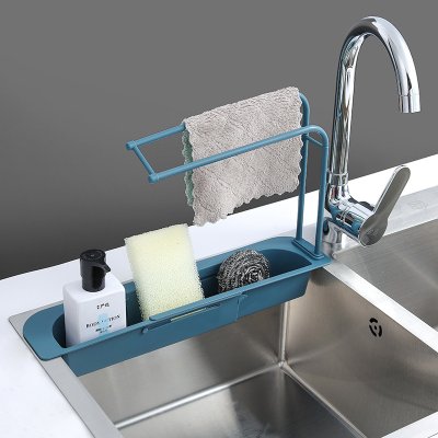 【伸縮雙層】水槽置物架 - 瀝水抹布海綿收納架 商品圖片 2