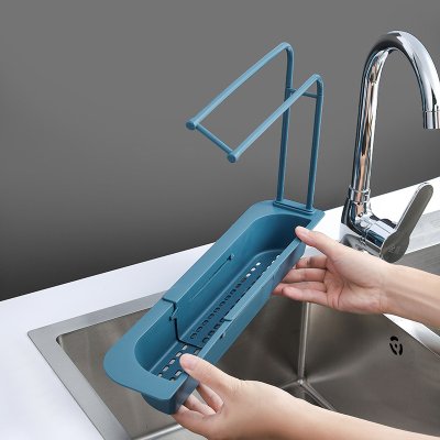 【伸縮雙層】水槽置物架 - 瀝水抹布海綿收納架 商品圖片 3