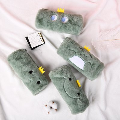 【恐龍毛絨筆袋】大容量-多功能文具化妝包