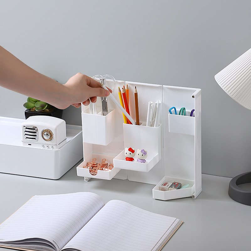 【摺疊文具盒】站立多功能-磁吸桌面筆筒化妝盒