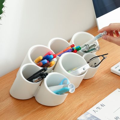 【斜插式】7孔壁掛收納盒 - 創意多功能文具化妝品架 商品圖片 3
