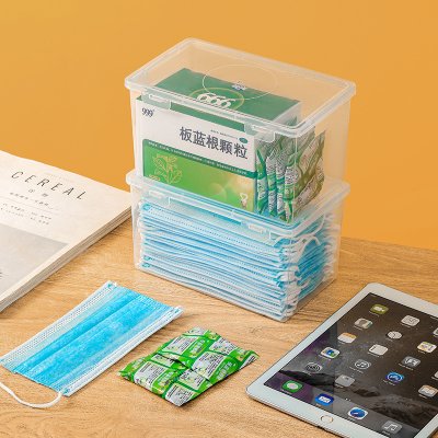 【大容量口罩盒】掀蓋透明-可疊放防塵多功能小物盒 商品圖片 4