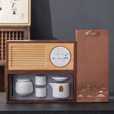 【山水旅行茶壺】套裝組合-陶瓷茶具茶盤罐
