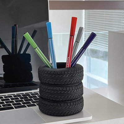 【桌面裝飾】輪胎造型筆筒 - 文具收納創意擺件