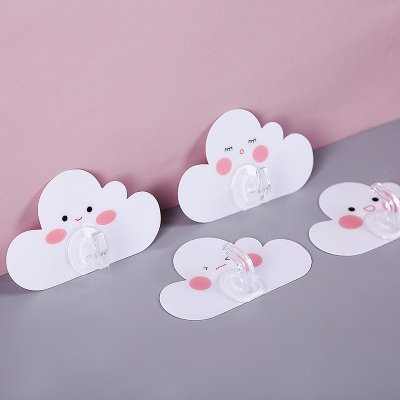 【表情雲朵】強力掛勾 - 可愛門後收納 (4個)