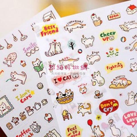 可愛貓咪 DIY卡通透明裝飾貼紙 日記 ...