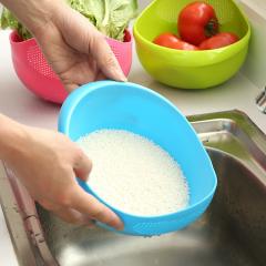 塑膠瀝水洗菜籃 洗菜洗米濾水盆 洗米篩米盆